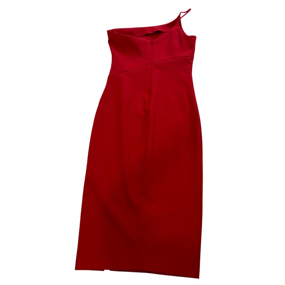 Likely women Red One Should Fitted Midi Dress Size 4 Size 2